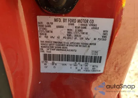 2010 Ford F350 Super Duty z USA, uszkodzony, nr VIN 1FTWF3BR9AEA33072